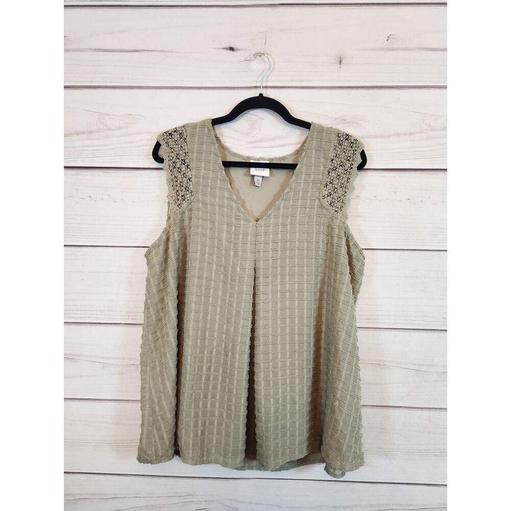 Knox Rose Green Sleeveless Pleated Blouse